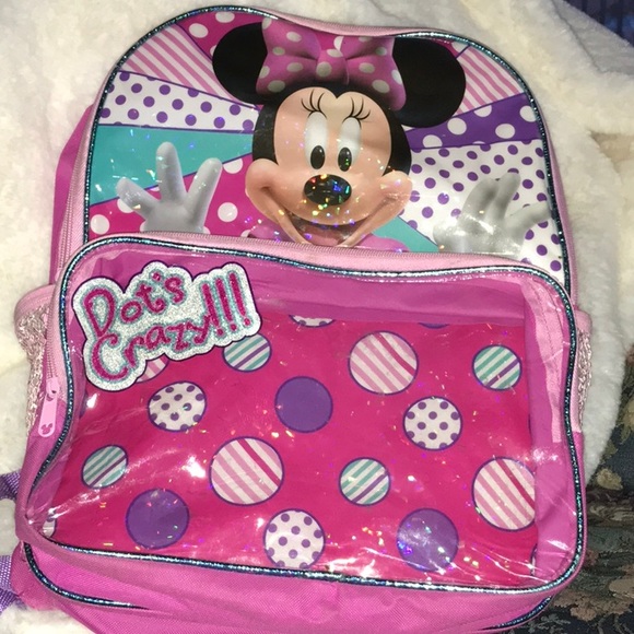 Disney Backpack Pink Mickey Mouse Dots Crazy!!! - Picture 2 of 4